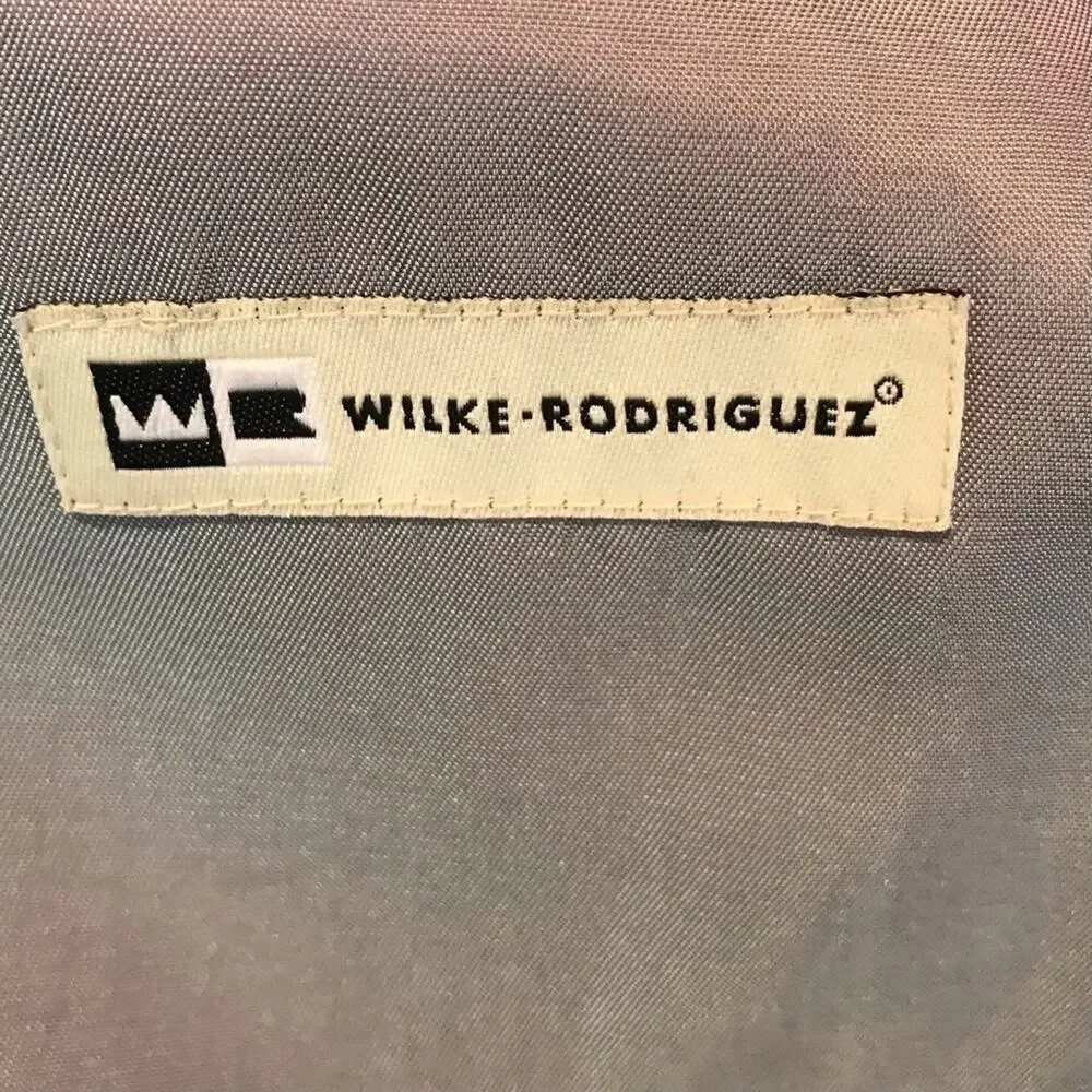 Wilke-Rodriguez Black Wool Blend Blazer with Cool Iridescent Lining, Size 42R